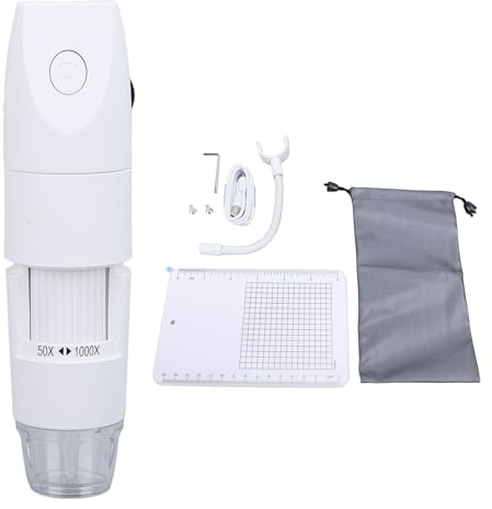 USB Mikroskop, 1080P 2MP Drahtloses Digitalmikroskop 50-1000-fache Vergrößerung Manuelle Fokusinspektion für, IOS, OS X (White)