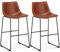DUMOS Barhocker 2er Set, Moderner Stil Barstuhl mit Sitzkissen Aus Pu-Leder Und Metallbein Bar Stool mit lehne, 76 cm, Geeignet für Die Bar, Die Küche und Das Wohnzimmer (Braun)