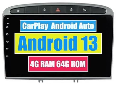RoverOne CarPlay - Autoradio stereo per Peugeot 308 308 SW 2007-2015 408 2012-2020 Android Touch Screen Sat Navi Bluetooth WiFi Radio Player (telaio grigio)