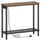 YATINEY Slim Console Table, Hallway Table with Power Outlet, 2-Tier Entryway Table with Storage Shelf, Behind Sofa Table for Living Room, Entryway, Rustic Brown and Black XCT02KBR
