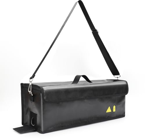 GROOFOO Ebike Sac de batterie étanche anti-explosion ignifuge jusqu'à 1000 °C pour le stockage, le transport, la charge, 49 x 15 x 15 cm, Noir , Simple