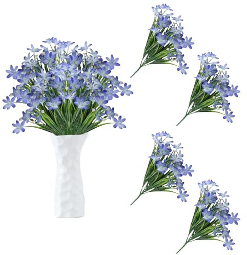 astylishome Künstlicher Blumenstrauss Kunstblumen Cymbidium mit Künstlichen Künstliche Deko Blumen wie Echt Real Touch Blüten Tischdeko Fensterbank Dekoration Blau 0617