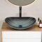 ZealWe Aufsatzwaschbecken 53 cm, Waschbecken aus Glas mit Wasserhahn Set, Modern Oval Hand Waschschale für Badezimmer & Küche, Aufsatz Waschtisch ohne Überlauf, Dunkelgrün