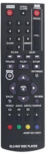 AKB73615801 Télécommande de rechange pour lecteur DVD Blu-Ray LG BP335WN UP875 UP870 UBK80 RTAKB73615801BPM35 BPM340 BPM34 BPM335WN BD220 BD630 BP125 BP125N BP125N BP1115N 35W-N BP. 200 BP220 BP220N