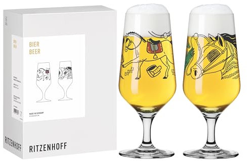 RITZENHOFF 8088001 Bier-Glas 330 ml, Serie Reitgold, mit Pferde-Motiv schwarz - Made in Germany