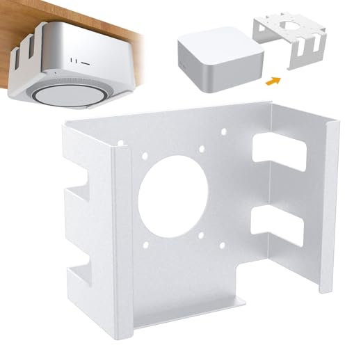 Piashow VESA Halterung Kompatibel mit Mac mini M4 / M4 Pro, Untertisch- & Wandmontage, Zubehör für Monitorrückseite, Kratzfest & Wärmeableitend, Einfache Installation für Büro & Zuhause(Silber)