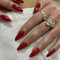 SXVME 48 Pcs Dark Red Press on Nails Almond Medium Acrylic False Nails Medium Stiletto Natural Fake Nail Set Elegant Solid Color Full Cover Glossy Gel Stick on Nails for Women Daily Wear