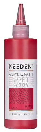 MEEDEN Soft Body Acrylfarbe: Scharlachrot Matt Finish - 250ml Künstlerfarbe in ergonomischer Flasche - Fließfarbe für Leinwandmalerei Künstler & Erwachsene Künstler & Erwachsene