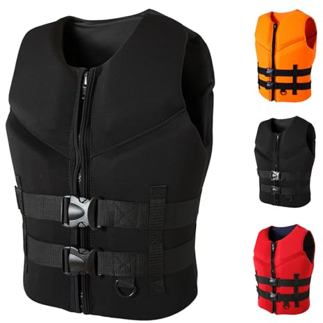 YAMNYSS Neopren-Schwimmweste, Professionelle Schwimmweste Für Erwachsene Mit Einstellbarer Schwimmweste Für Kajakfahren, Surfen, Alle Wassersportarten,Schwarz,S