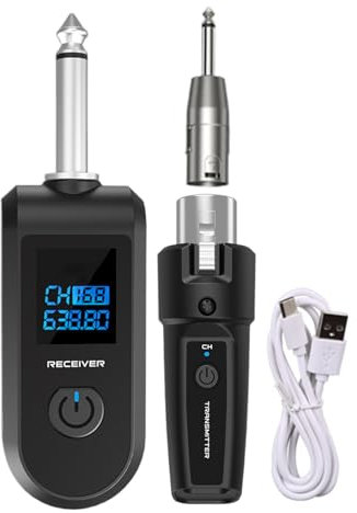 Générique Wireless Microphone Transmitter Receiver, Microphone Adapter, Rechargeable 10 Channel Design, Clear Transmission, Wireless Mic System for Audio Mixer, Electric Guitar