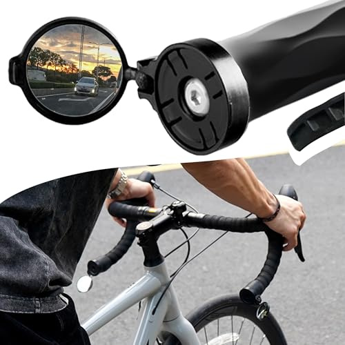 WUBAYI Bicycle Rear View Mirror Foldable - 360° Rotating Handlebar End Mirror with Screw Fittings, Universal for Mountain Bike/Road Bike (Pack of 1)
