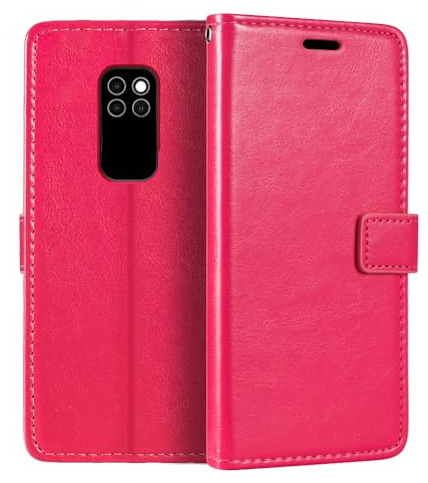 Shantime Lederhülle Kompatibel mit Motorola Defy 2021, Business Design Magnetische Klapphülle, 3 Kartenfächer, Foto und Geheimfach(Rosenrot)