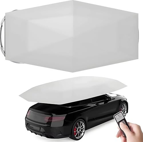 GAYAYAS Tente Parapluie Automatique pour Voiture, Mobile, Carport Amovible et Pliable, Pare-Soleil de Voiture, Tente de Protection, avec télécommande pour Tente de Camping extérieure,Silver-4.9m