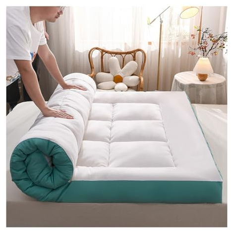 HFERTSCN Extra Dicke natürliche Sojabohnenfaser -überfüllte Matratze Topper Königin Kingsize atmungsable Bett Futon Matratze mit Down Feather Kissen Top Groen Super King 180 * 200 cm FANDIAO