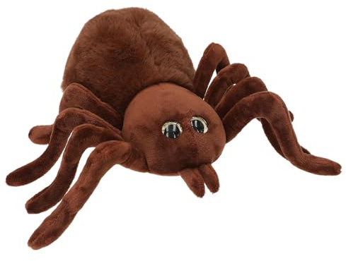 Depesche 13903 Adventure World Cuddly Toy Spider in Light Brown with Glitter Eyes Approx. 20 cm Large Plush Toy