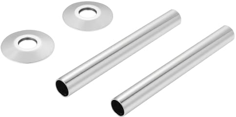 VANCOCO 2Pcs 130mm×18mm Radiator Pipe Sleeves, Chrome Radiator Collars Cover Pair Radiator Pipe Covers
