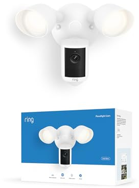 Ring Floodlight Cam, Wired (newest gen), Wide-Angle Retinal 2K Video, 6x Enhanced Zoom, Ultra-Bright Floodlights, 30-day free trial of Ring Subscription Plan, White