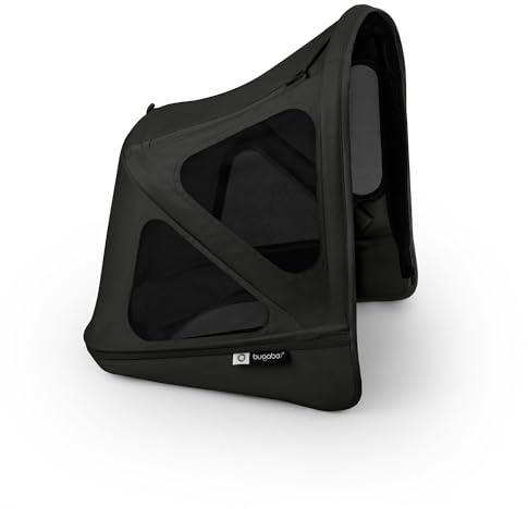 Bugaboo Donkey 6 Sonnendach mit Lüftungsfenstern, wasserabweisend | ausziehbar für zusätzlichen und optimalen Sonnenschutz, kompatibel mit allen Bugaboo Donkey Kinderwagen, Heritage Black