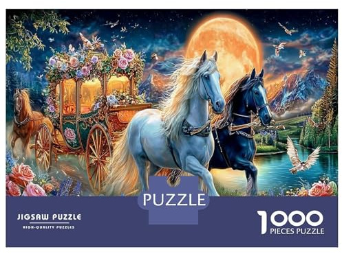 Cowgirl Fahrt 1000 Teile Puzzle - Recycling-Karton & Gehirntraining Moonlit Knight und Steed Als Geburtstagsgeschenk 38x26cm/1000pcs Für Erwachsene Ab 14