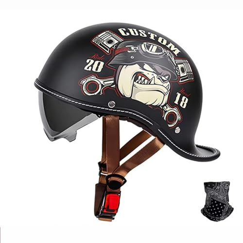 Motorradhelm Stoßfester Helm Halbschalenhelm Mit ECE Genehmigt Leichter Motorradhelm Jet-Helm Retro Für Erwachsene Herren Damen Für Alle Jahreszeiten Geeignet