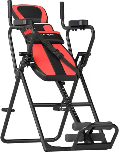 SPORTNOW 3-in-1 Inversionsbank Klappbar mit 3 Inversionswinkel bis 120kg | Inversionstisch Liegestütz- & Klimmzugstangen, Kopf- & Lendenstütze, Streckbank, Zur Entlastung der Wirbelsäule