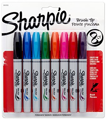 SHARPIE Brush Tip Permanent Markers, 8 Colored Markers (1810703)