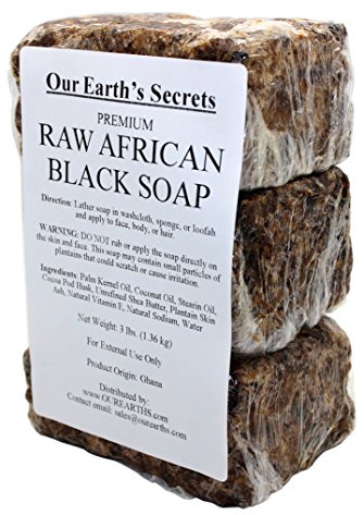 Our Earth's Secrets Premium Natural Raw African Black Soap, 3 Pound