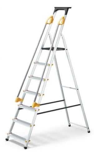 Abbey Aluminium Safety Platform Step Ladder With Handrail & Tool Tray 7 Tread