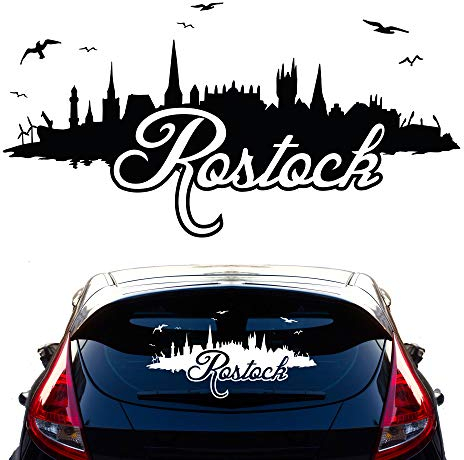 ilka parey wandtattoo-welt Autoaufkleber Autotattoo Autosticker Rostock Skyline Hafen Stadion Schriftzug M2151 - ausgewählte Farbe: *lichtblau* ausgewählte Größe: *L - 40cm breit x 20cm hoch*