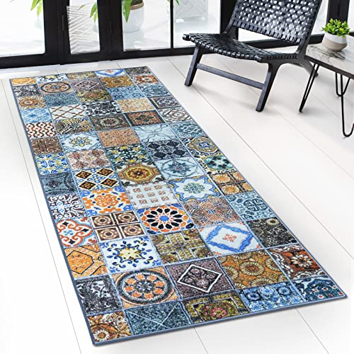 casa pura Teppichläufer Bonita - Patchwork Muster im Vintage Look - viele Größen - moderner Teppich Läufer für Flur, Küche, Schlafzimmer - Niederflor Flurläufer, Küchenläufer - 80 x 250 cm