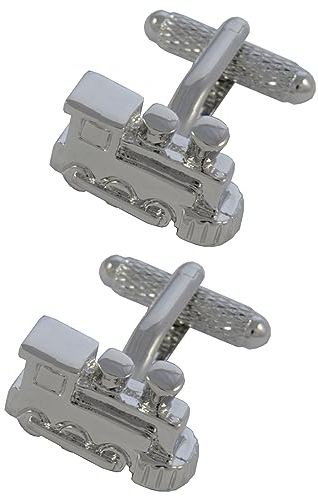 Manschettenknöpfe Herren Zug - Mit Box - Dampflokomotive - Langlebiges Messing - Silber Farbe - Eisenbahn Lokomotive Zugspotter - Ein Paar