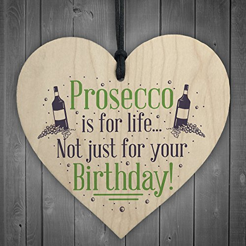 Red Ocean Prosecco Birthday Funny Classy Wooden Hanging Heart Sign Drinking Bar Plaques Home Friendship Gifts