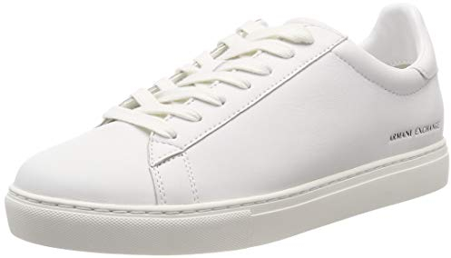 Armani Exchange Herren Lace Up Sneaker, Weiß White 00001, 45 EU