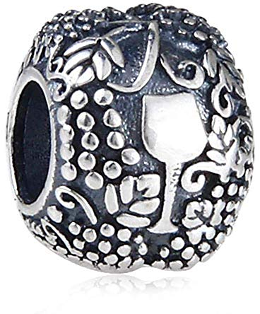 Vino-Charm-Anhänger aus 925er Sterlingsilber, Weinglas, für Pandora-Charm-Armbänder