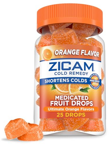 Zicam Cold Remedy Zinc Medicated Fruit Drops, Ultimate Orange, 25 Count (Pack of 1)