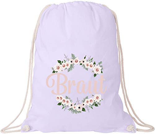 EZYshirt® Junggesellinnenabschied JGA Braut & Team Braut Blumenkranz Baumwoll Stoffbeutel