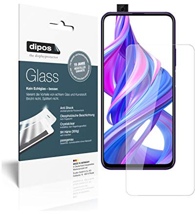 dipos I 2X Displayschutz klar kompatibel mit Honor 9X Schutzfolie 9H Anti-Shock (bewusst Kleiner als das Glas, da Dieses gewölbt ist)