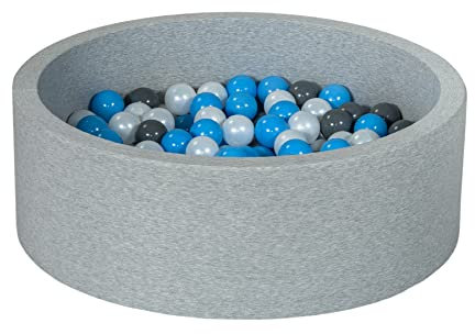 Velinda Piscine à balles pour Enfant, Aire de Jeu + 150 balles (Couleurs des balles: Perle, Gris, Bleu Clair)