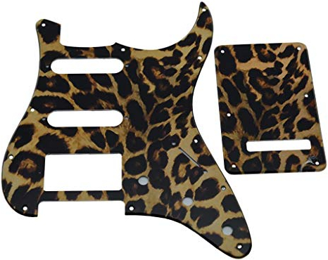 Dopro Northwest Guitars Strat HSS 3D bedruckter Kunststoff Pickguard ST Rückplatte Tremolo Cover für USA/Mexican Fender Strat Leopard Stripe