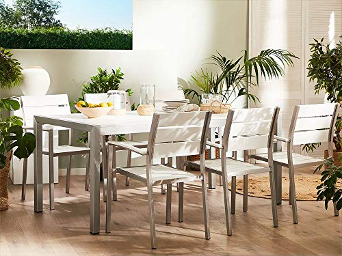 Beliani Gartenstuhl 6er Set weiß Zeitloses Design stapelbar Vernio