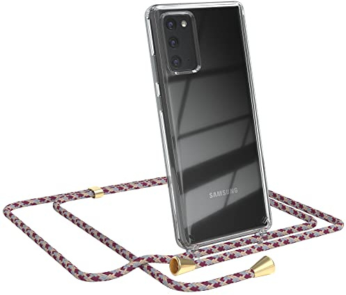 EAZY CASE Handykette kompatibel mit Samsung Galaxy Note 20 / Note 20 5G Handyhülle mit Umhängeband, Handykordel mit Schutzhülle, Silikonhülle, Hülle mit Band, Stylische Kette, Bordeaux Camouflage