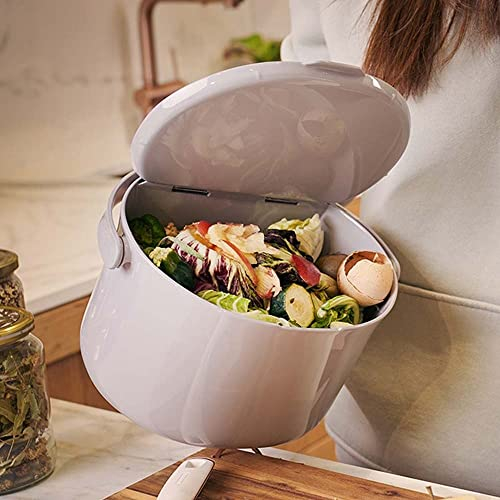 Skaza Organko Daily Papelera orgánica 3,3L con Tapa y asa para la Cocina | Apertura con una Sola Mano | Cubo de Basura Hecho de plástico Reciclado posconsumo (Gris Claro)