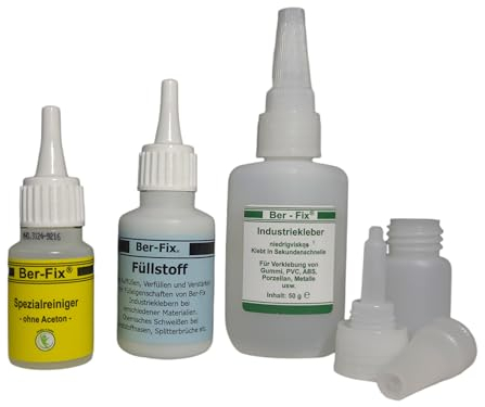 Ber-Fix Füllstoff Set L Schweißnaht Kleber aus Berlin aus 50g Industriekleber und 60g Granulat 2k Kleber extra stark Metall Kunststoff PVC ABS PLA + 3 Spitzen + Spezialreiniger