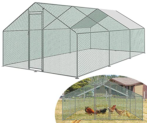 YRHome Hühnerstall Freilaufgehege 3 x 6 x 2 m Geflügelstall Hühnerhaus Tiergehege Kleintierstall Verzinkter Stahlrahmen für Geflügelstall Hühnerkäfig Hühner Hasen Kaninchenauslauf mit PE Dach
