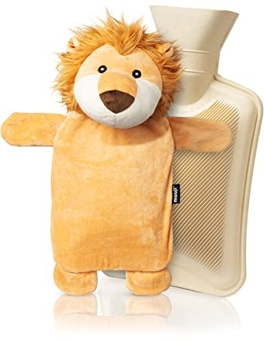 Mouji bouillotte lion | extra peluche 0,75 litre | bouillotte thermique adulte et enfant, bouillote, bouillotte eau chaude, bouillottes, bouillotte eau, bouillotte eau chaude, bouillotte peluche