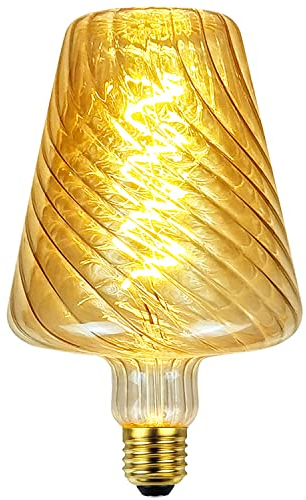 TIANFAN LED Birnen Vintage 4W Diammable 2000Kelvin Super Warm Swirl-Textur LED Birne 220/240V Edison Schraube E27 Sockel Spezielle dekorative Glühbirne (Golden)