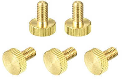 sourcing map 5 Stück Rändel Schrauben M6x12mm Flache Messing Bolzen Griffknöpfe Befestigung für PC Elektronisch Mechanisch