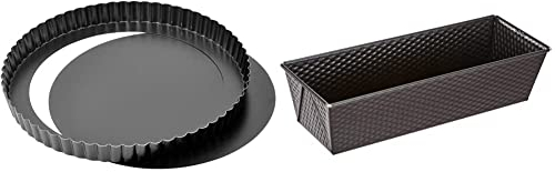 ORIGINAL KAISER Classic Tarteform mit Hebeboden 28 cm, Quicheform antihaftbeschichtet, 1 - Pack & Classic Backform Kastenform 30 x 11 x 8 cm, Königskuchenform antihaftbeschichtet