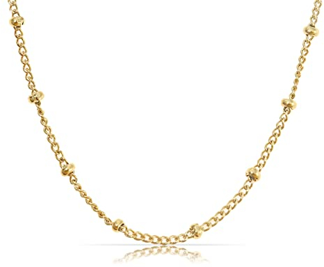 Made by Nami Minimalistische Halsketten Damen • Dezente Edelstahl Halskette mit starkem Karabiner-Verschluss • Choker-Kette Frauen & Mädchen • Filigrane Gliederkette • Geschenk für Sie (Orbs Gold)