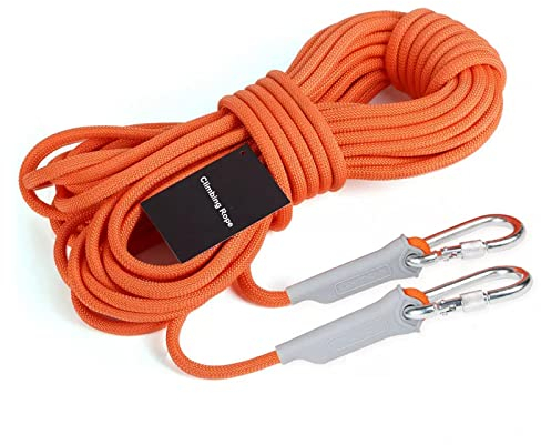 HAMIMI sicherungsseil Outdoor-Seil kletterseil Nylon Statisches Seil mit 2 Stahlhaken für Arbeiten in der Höhe/Feuerleiter/Abseilen/Sport Camping usw,6mm-15m